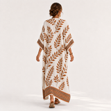 Nora Cream Botanical Caftan