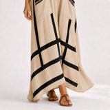 Beige Caftan with Black Stripes