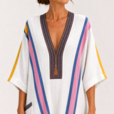 Multicolor White Sara Caftan
