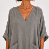 Valentina Gray Solid Caftan