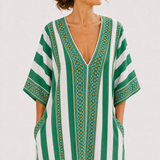Zoe Green Striped Caftan