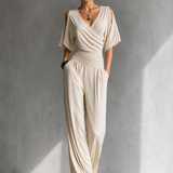Alicia | Elegant set with crossover top and wide leg