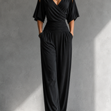 Alicia | Elegant set with crossover top and wide leg