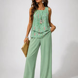 Maravillas™ | Mint Green Layered Top and Pants Set