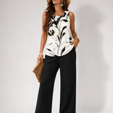 Rufina™ | Artistic Top and Black Pants Set