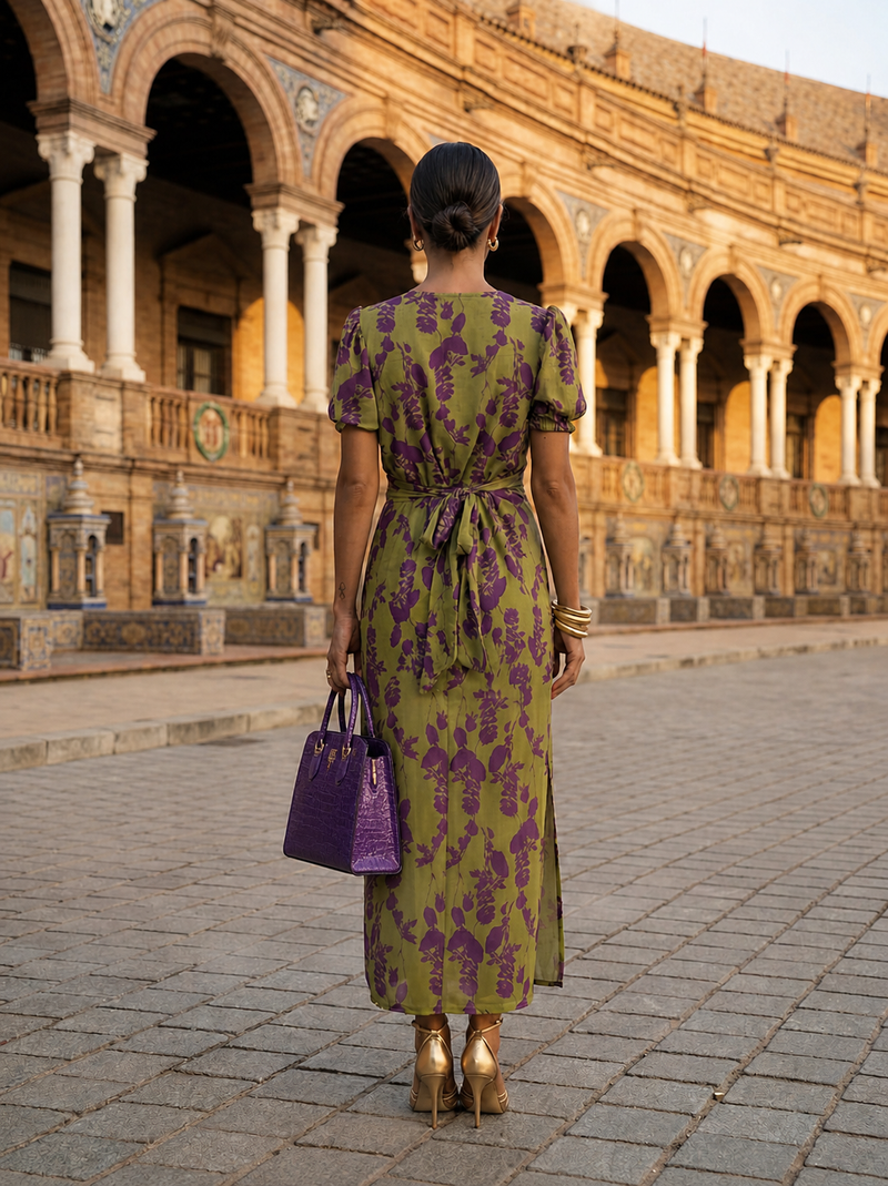 Maxi Floral Dress with Flowing Drop