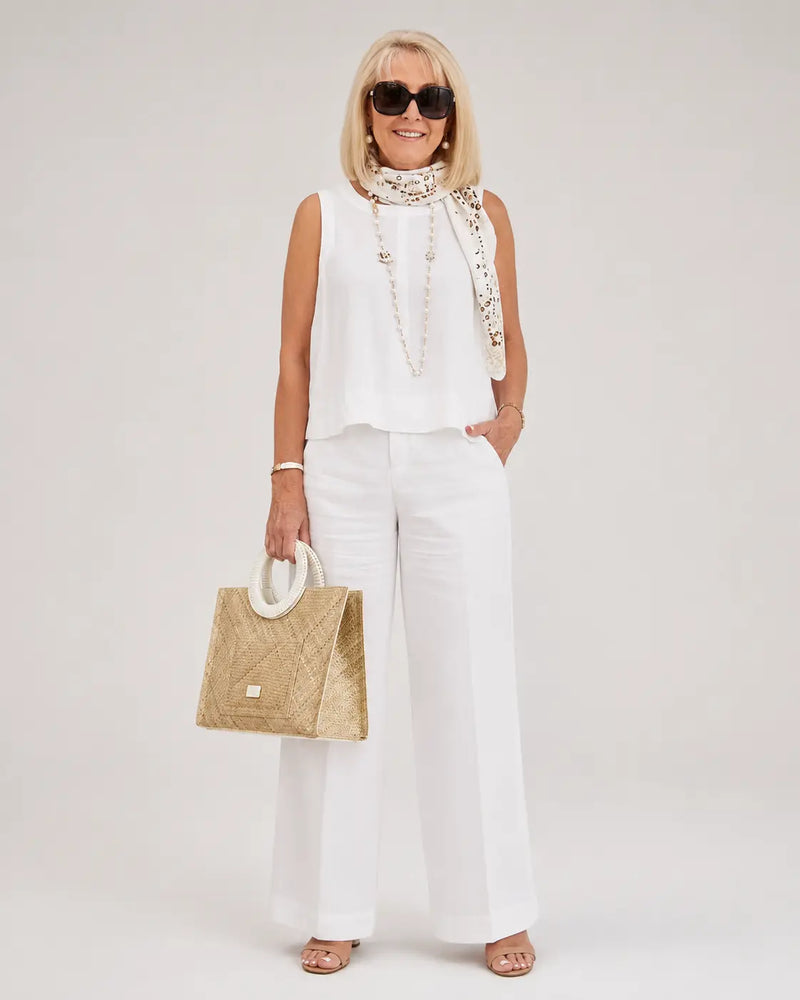 Trinidad™ | White Set Blouse and Wide Pants
