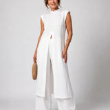Benigna™ | White Ruffled Tunic Set and Pants