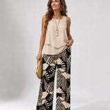 Ignacia™ | Beige Blouse and Botanical Pant Set