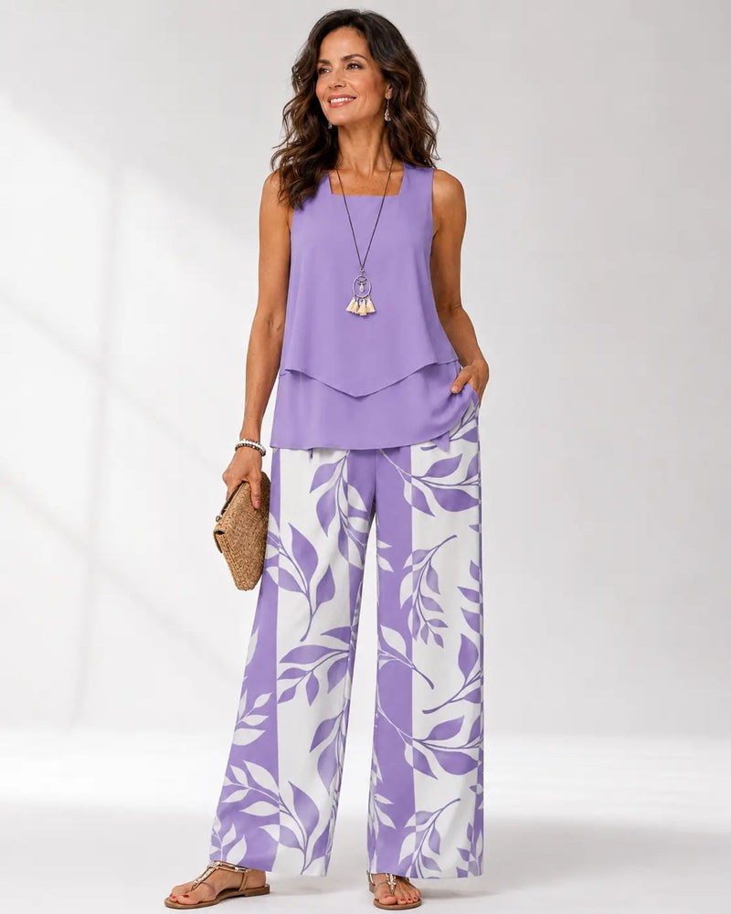 Justa™ | Lilac Set Blouse and Botanical Pants