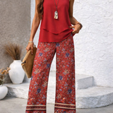Cayetana™ | Boho Layered Top and Floral Pants Set
