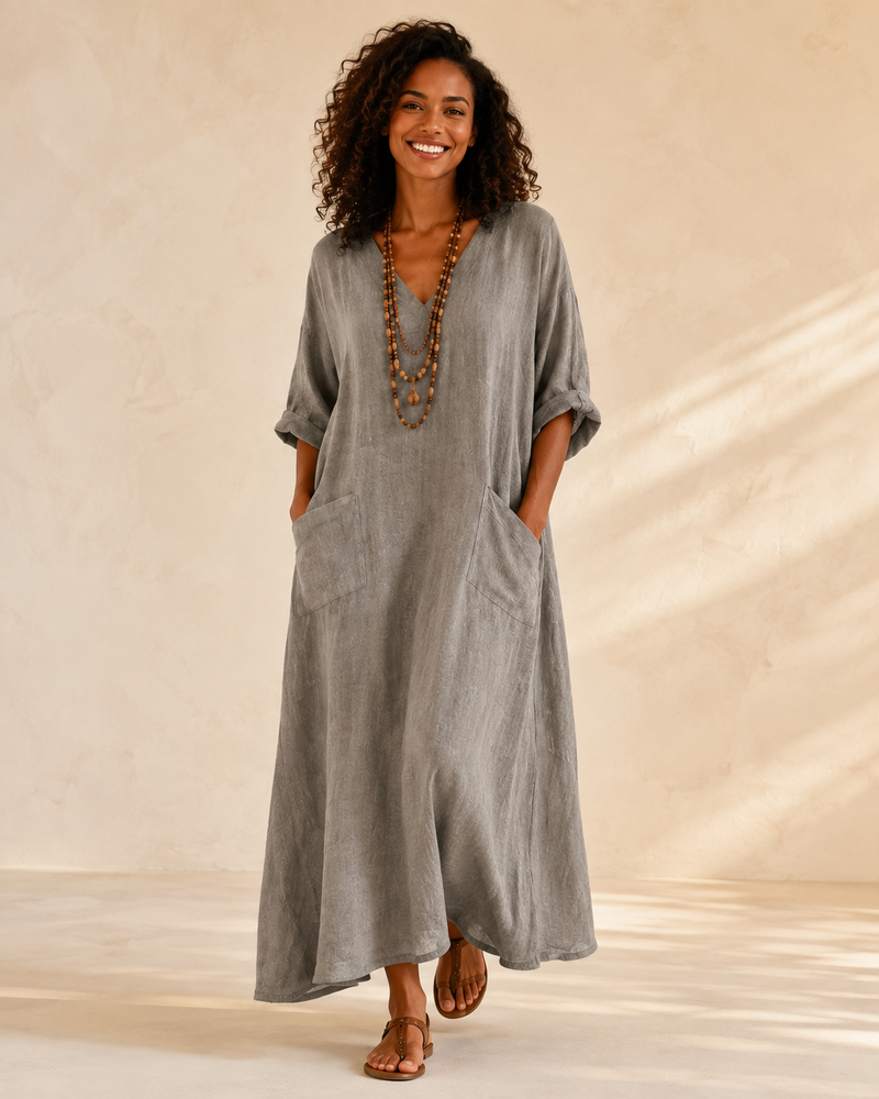 Valentina Gray Solid Caftan