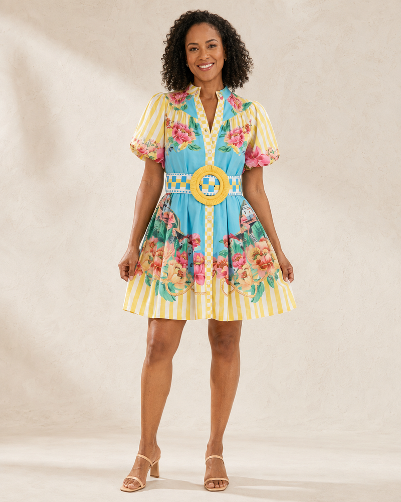 Storm | Mini Dress with Puff Sleeves and Floral Print