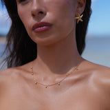 Double design in gold necklace