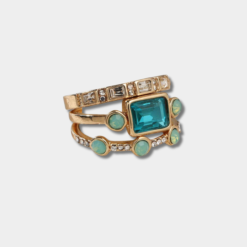 Herta - Vintage ring set with blue crystals