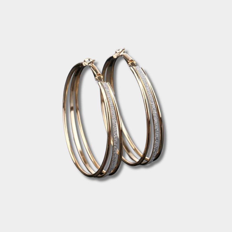 Lia – Gold Retro Style Circular Earrings