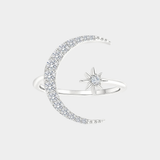Silver Ring with Moon and Star Design