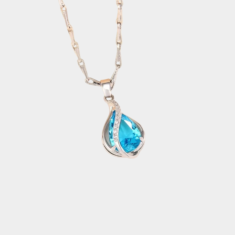 Melina Silver Necklace with Light Blue Pendant
