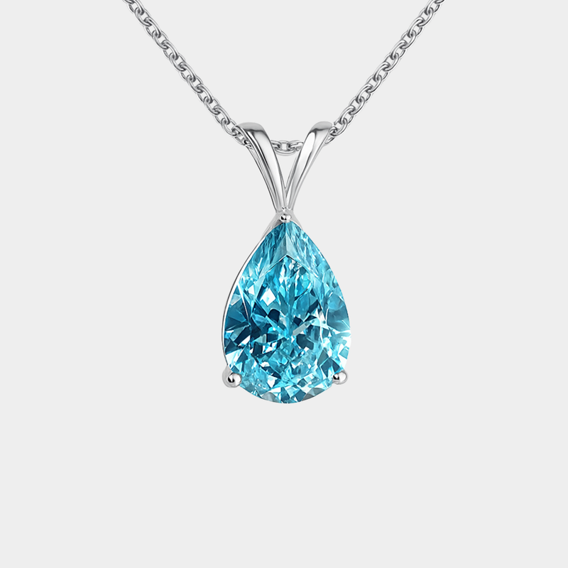 Melina Silver Necklace with Light Blue Pendant