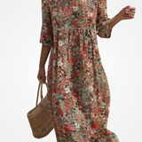 Sara - Maxi Dress with Round Neckline and Embroidery