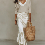 Elowra Satin Midi Dress with Included Sweater