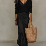 Elowra Satin Midi Dress with Included Sweater