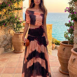 Orange and Brown Printed Dress