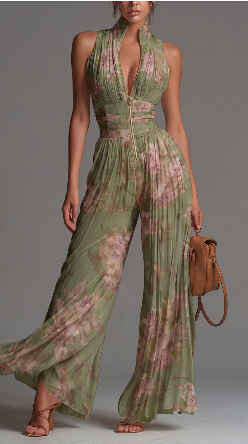 Zsófia | Mono Chiffon Floral Pleated