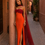 Bontle | Two-tone draped long dress