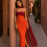 Bontle | Two-tone draped long dress