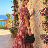 Long Dress with Off-Shoulder Watercolor