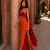 Bontle | Two-tone draped long dress
