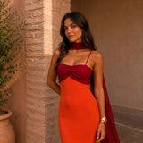Bontle | Two-tone draped long dress