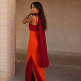 Bontle | Two-tone draped long dress