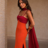 Bontle | Two-tone draped long dress