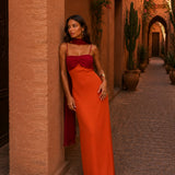 Bontle | Two-tone draped long dress