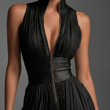 Zsófia | Black Pleated Mono Chiffon
