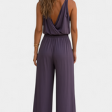 Donatila Unique Jumpsuit with Golden Details and Open Leg
