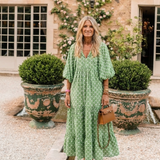 Apolline™ | Midi dress with three-quarter sleeves and V-neck print