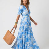 Ione™ | Short Sleeve Midi Dress with V-Neck and Floral Print
