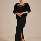 Fitted midi dress with draping