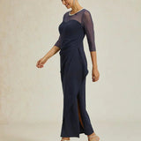 Fitted midi dress with draping