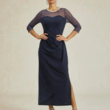 Fitted midi dress with draping