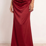 Satin Draped Dress with Heart Neckline