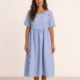 Fluid midi dress with buttons