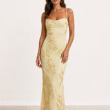 Embroidered long dress with straps