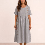 Fluid midi dress with buttons