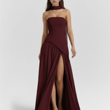 Strapless Long Dress with Slit