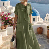Fluid midi dress with neck tie
