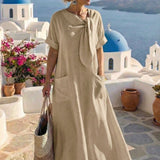 Fluid midi dress with neck tie
